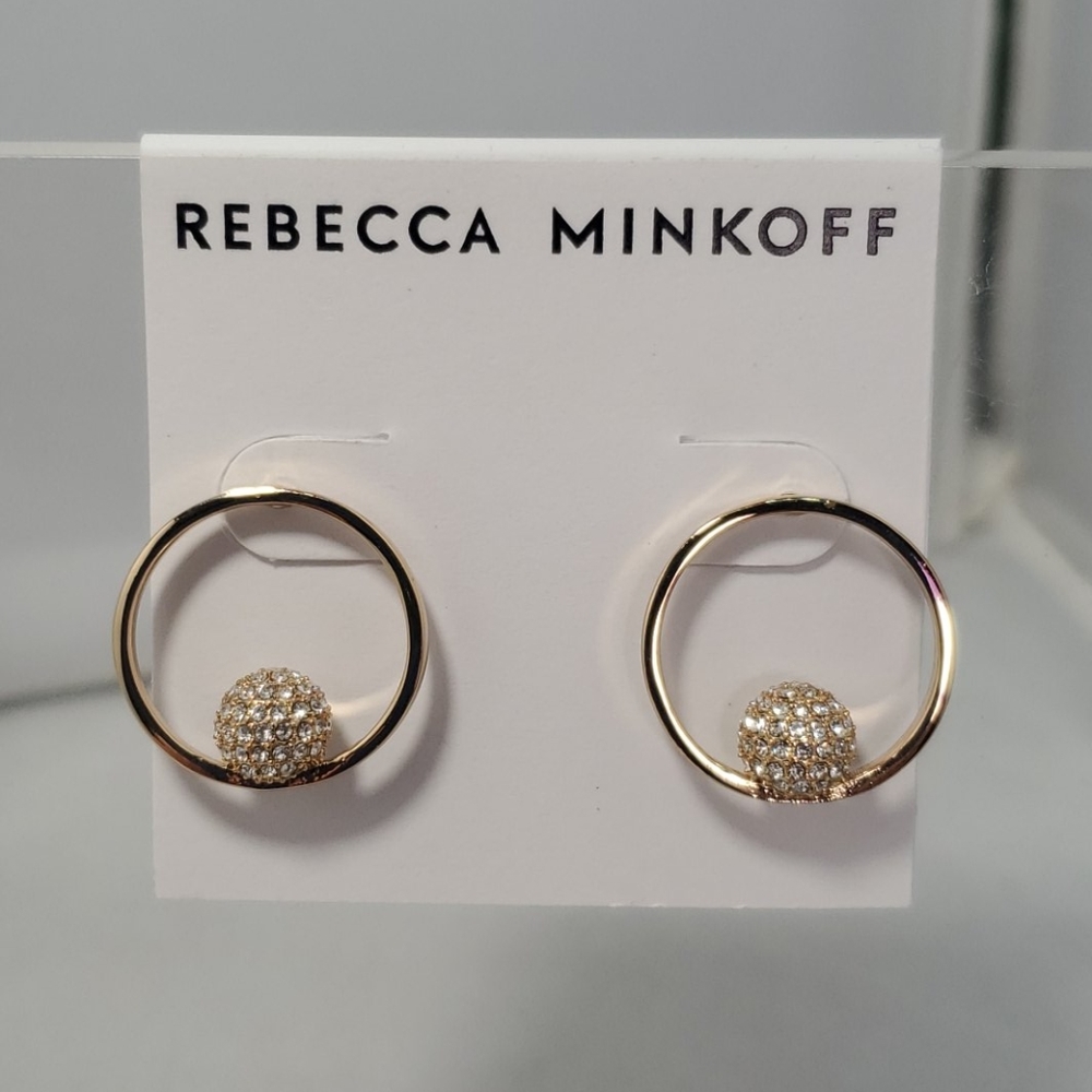 Rebecca Minkoff Pave Sphere Frontal Hoop Earrings